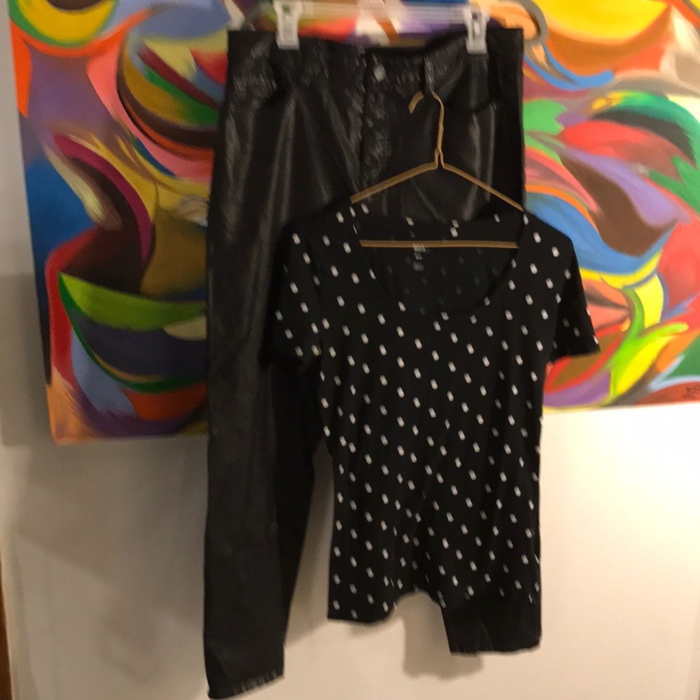 BDG polyurethane Pants and Polkadot shirt